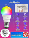 A15 Color Changing LED Light Bulbs 4 Pack RGBW 450LM E26 40W Equivalent with Remote Control
