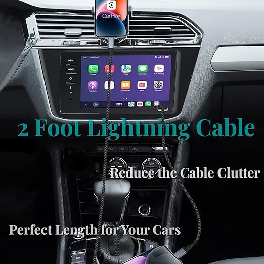 2 Pack 2FT MFi Certified USB to Lightning Cable Braided Fast Charging Cord for iPhone iPad