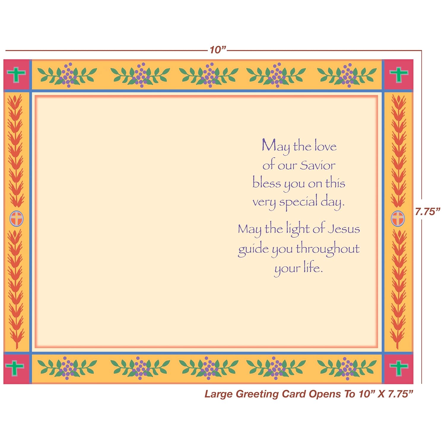 First Holy Communion Greeting Card - Made In Usa - (Perfect), Envelope Included - 5" X 7.75" - Packaged In Extra Sturdy Mailer - 96357