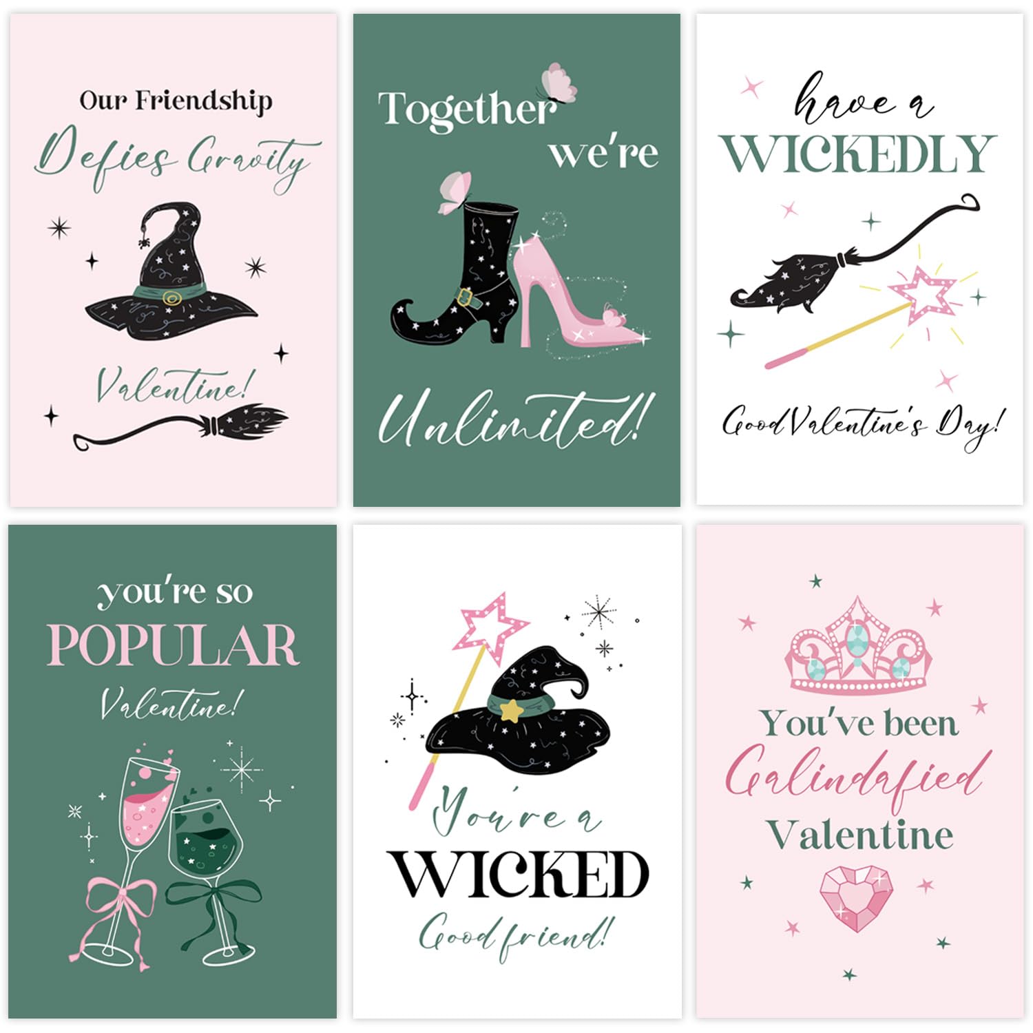 24 Pack Witchy Valentine'S Day Cards For Girls Boys, 6 Designs Wicked Valentines Cards With Envelopes, Magical Galentine'S Day Gift For Best Friends, 4X6In