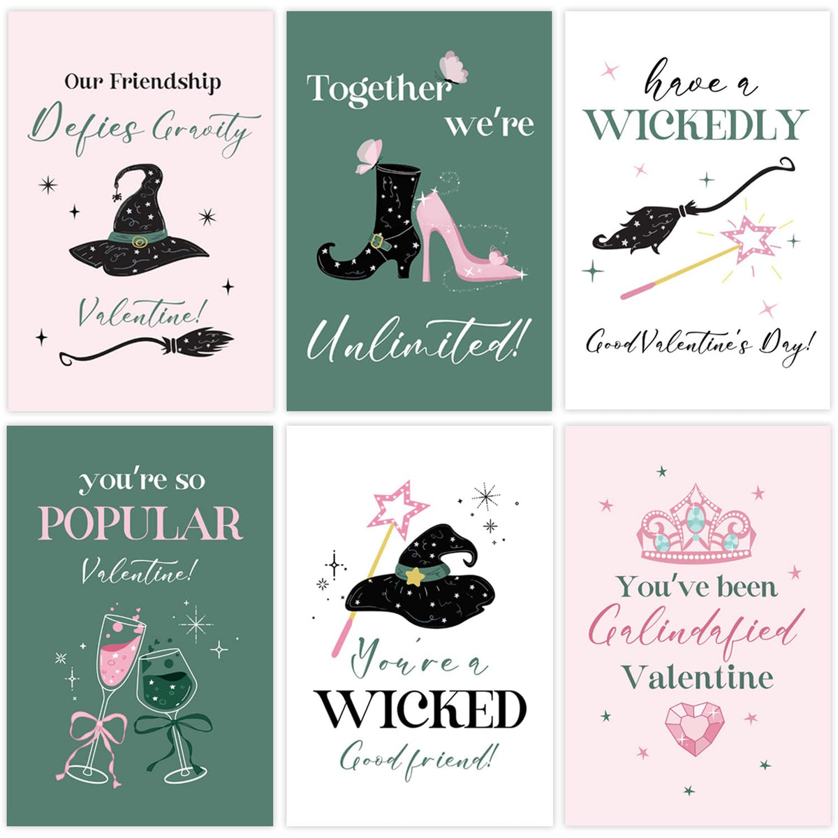 24 Pack Witchy Valentine'S Day Cards For Girls Boys, 6 Designs Wicked Valentines Cards With Envelopes, Magical Galentine'S Day Gift For Best Friends, 4X6In