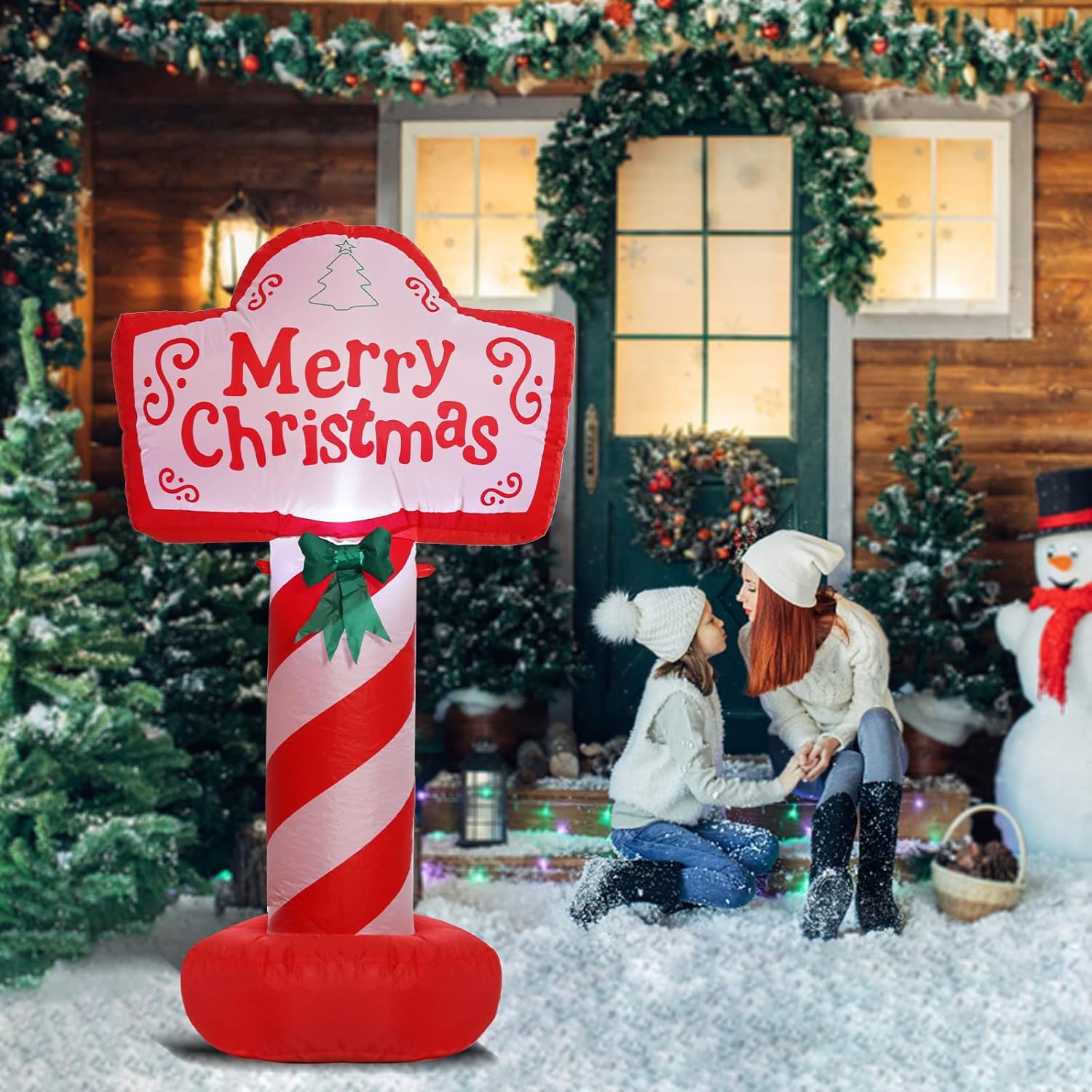 Christmas Inflatables Outdoor Decorations Merry Christmas Yard Sign Inflatables Sign 4 Ft Xmas Blow Up Led Light Built-I