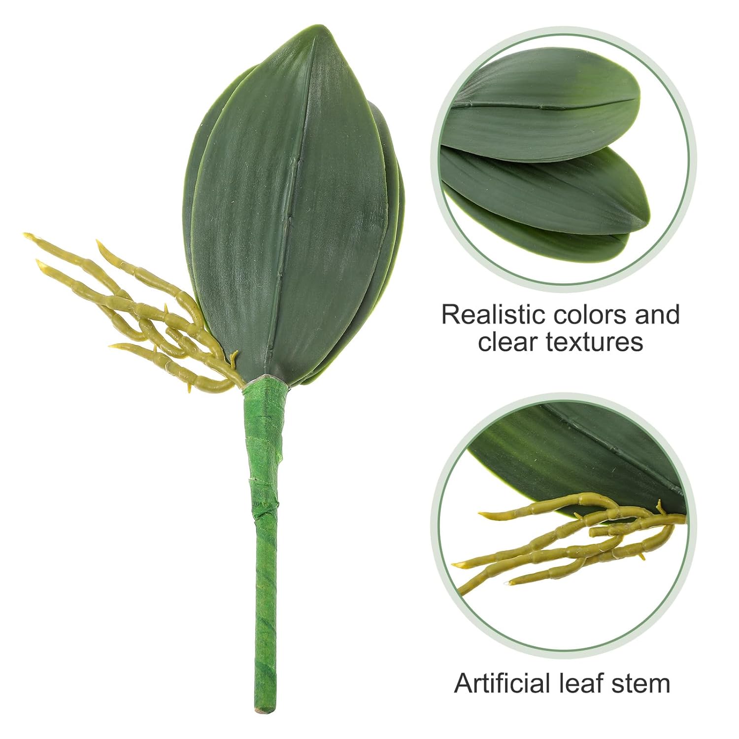 2 Pcs Orchid Leaves Artificial Real Touch Faux Phalaenopsis Stems Leaf 8 Inches Green Leaf Plants Fake Cymbidium Flower Foliage Green Real Touch Latex Orchid Leaves For Flowers Arrangements Pot Decor