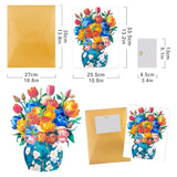 Tulip Vase Big Pop Up 13 Inch Paper Flower Bouquet Greeting Cards With Blank Note & Envelope, Ideal Gift For Celebrating Love, Holiday, Birthday, Anniversary, Mother'S Day, Valentine'S Day