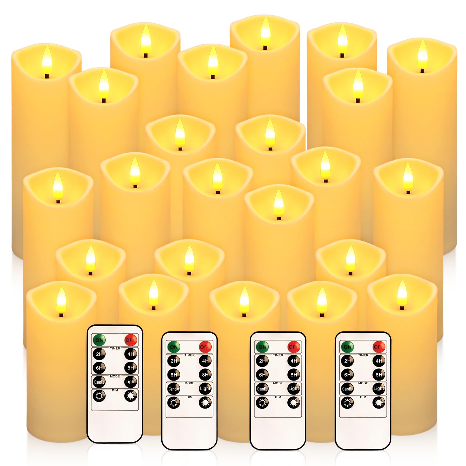24 Pack Christmas Decoration Flickering Flameless Candles, Battery Operated Candles,Led Candles For Home Decor,Wedding,Halloween,Birthday,Valentine'Sday (D2.2 Xh 5" 6" 7" Ivory)