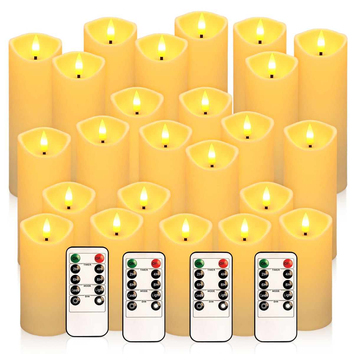 24 Pack Christmas Decoration Flickering Flameless Candles, Battery Operated Candles,Led Candles For Home Decor,Wedding,Halloween,Birthday,Valentine'Sday (D2.2 Xh 5" 6" 7" Ivory)