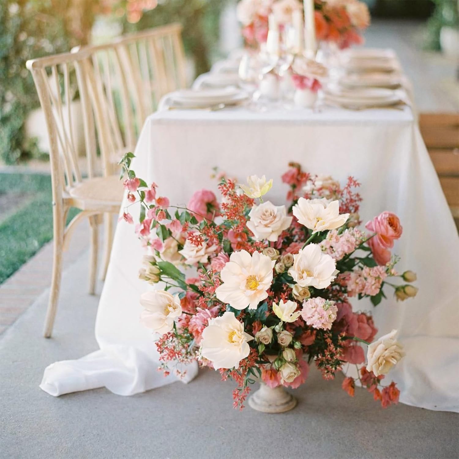 Insunx 5 Bouquet Cosmos Artificial Flowers Champagne Fake Daisy Flowers 15Pcs Faux Wildflowers Silk Flowers For Wedding Garden Home Party Table Centerpieces Cake Decor (Champagne)