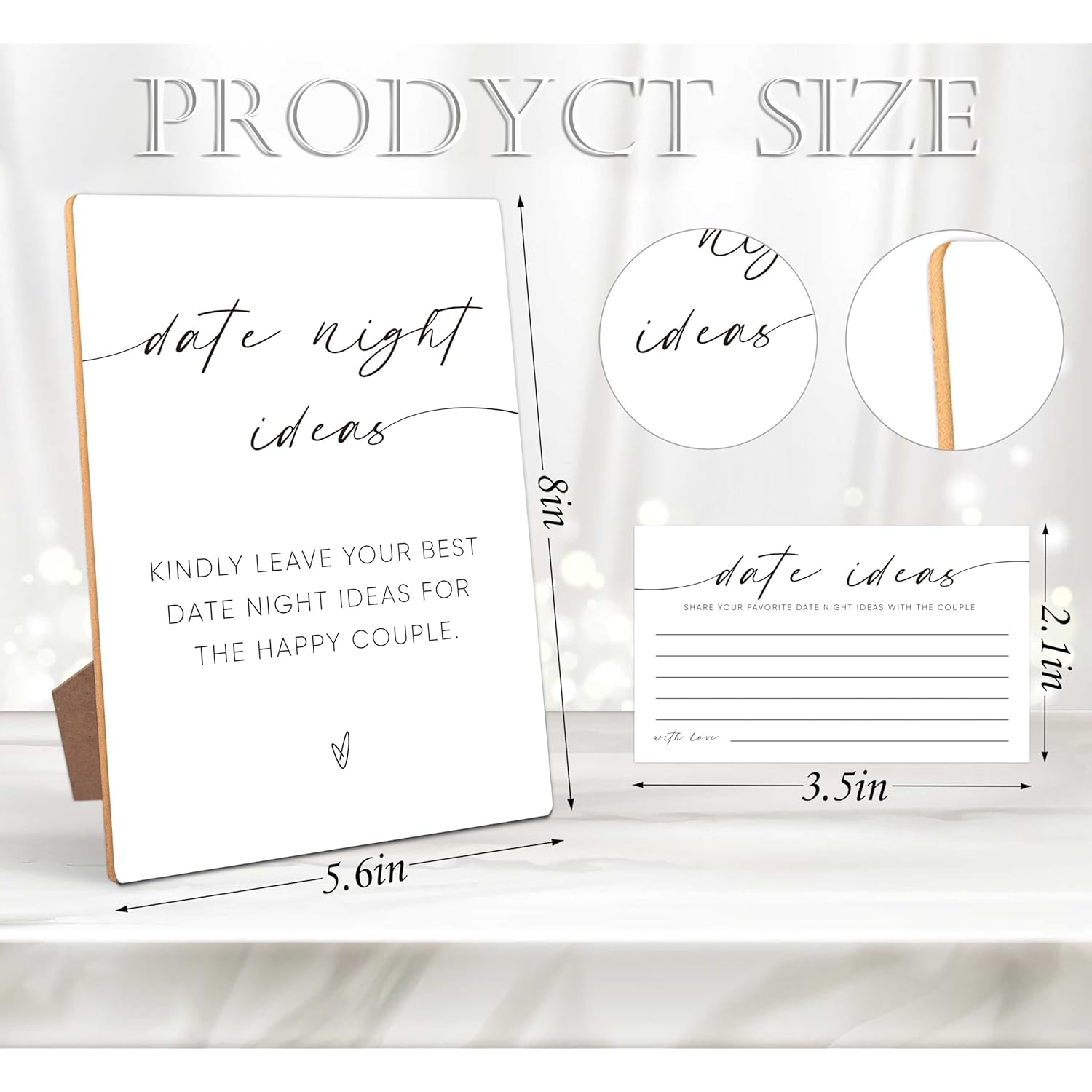 Date Night Ideas, Bridal Shower Games, Bridal Shower Decorations, Bridal Party Decorations, Bachelorette Party Games, Couples Games,1 Wooden Play Sign With Stand And 50 Cards Set