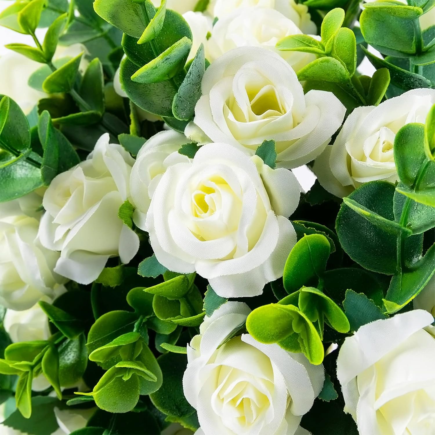 Artificial Flowers Fake Silk Rose For Decoration 33 Heads Small Roses Blooming Faux Flower Bouquet With Stem For Diy Vase Home Wedding Party 3 Pack White