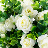 Artificial Flowers Fake Silk Rose For Decoration 33 Heads Small Roses Blooming Faux Flower Bouquet With Stem For Diy Vase Home Wedding Party 3 Pack White