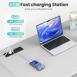65W GaN Recessed Power Strip 4 Outlets 4 USB Ports 1200J Surge Protector 6FT Flat Cord Black
