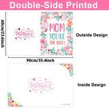 Happy Mother'S Day Floral Greeting Card With Envelope Love Mom Best Mom Giant Card Gift For Boys Girls Big Shaped Jumbo Card Large 14 X 22 Inch