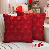 Valentines Pillow Covers 18X18 Inch Set Of 2, Red Heart Soft Plush Short Throw Pillow Cover, Valentines Day Decoration Case Pillow For Sofa Couch Bed Holiday Outdoor Home Decorations