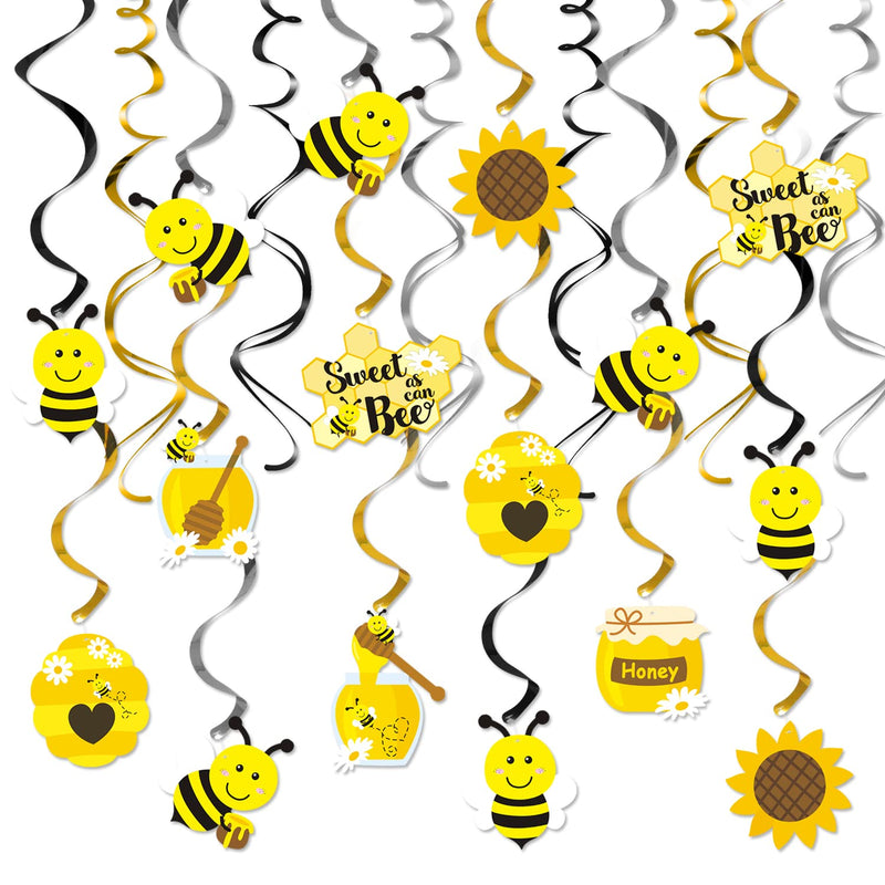 45Pcs Honey Bumble Bee Hanging Swirl Decoration Ceiling Streamers For