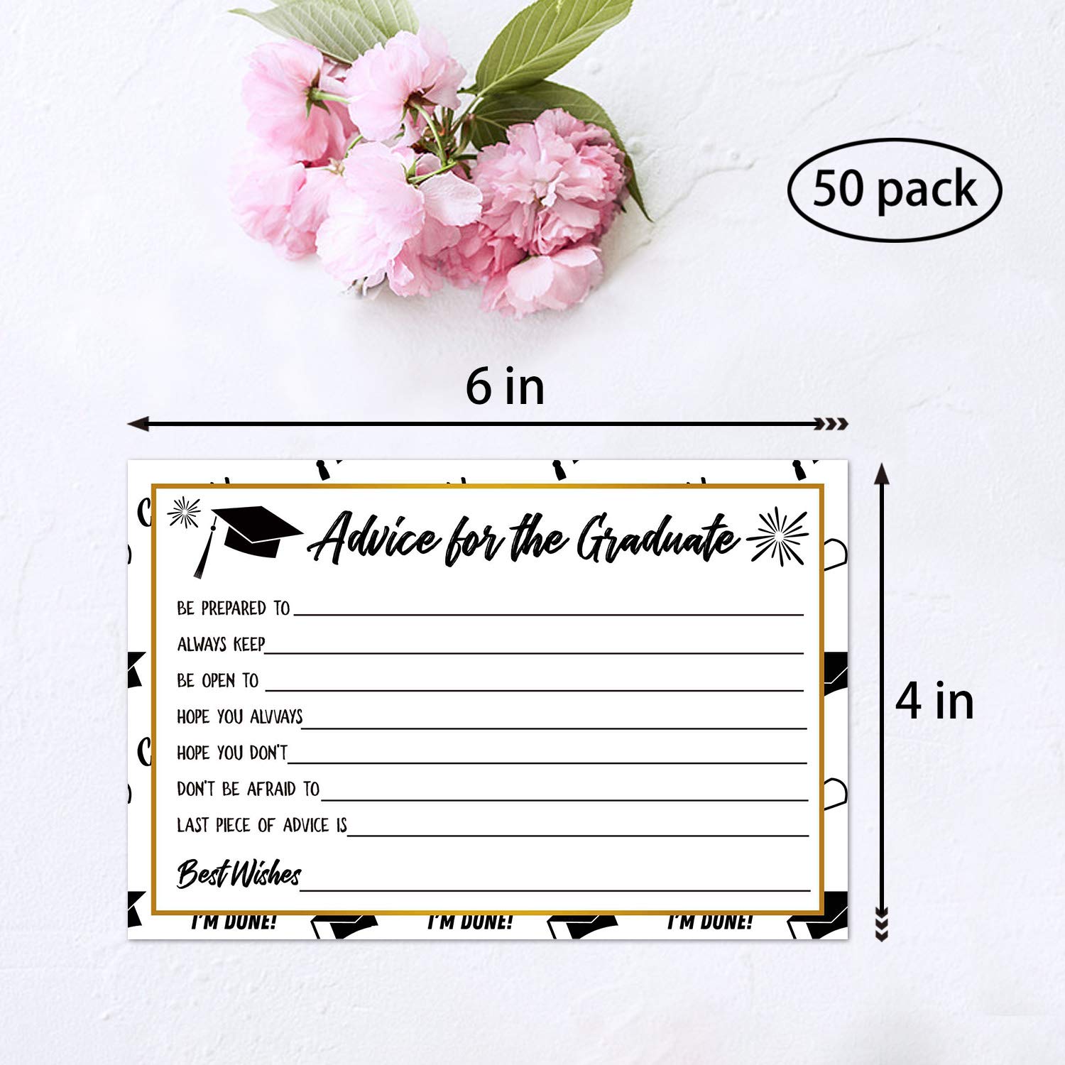 50 Graduation Party Advice Wishes Cards For Graduate Class Of 2025 College, High School, University Grad, Words Of Wisdom Cards, Game Activity Cards, 4 X 6 Inches.