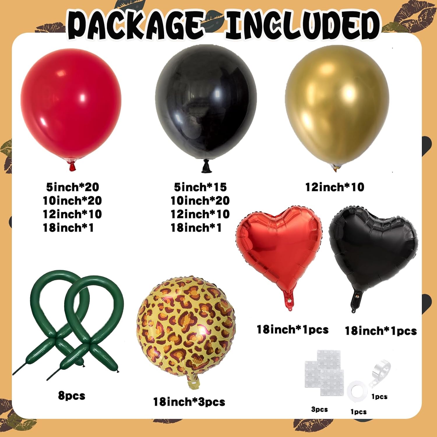 Cheetah Print Balloons Red Black Gold Cherry Balloon Arch Kit Leopard Heart Valentines Day Balloons Garland For Cheetah Birthday Leopard Print Party Bachelorette Valentines Galentines Day Decorations