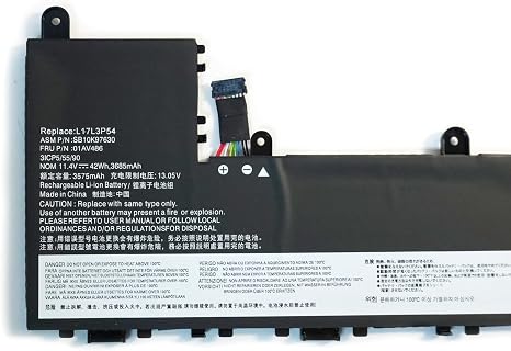 L17L3P54 11.4V 42Wh Replacement Laptop Battery for Lenovo ThinkPad Yoga 11e 5th Gen