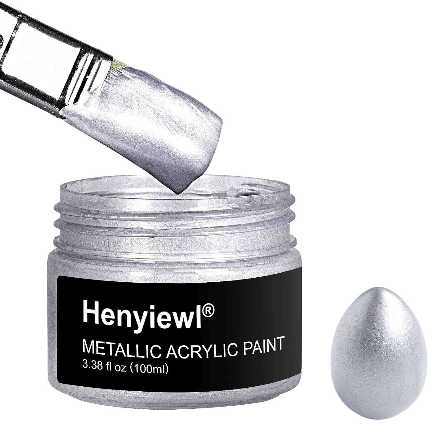 Metallic Silver Acrylic Paint, 100Ml Silver Paint For Art Painting, Handcrafts, Canvas, Wood, Fabric, Ceramic, Non-Toxic, Non-Fading Rock, Ideal For Kids, Artist & Beginners