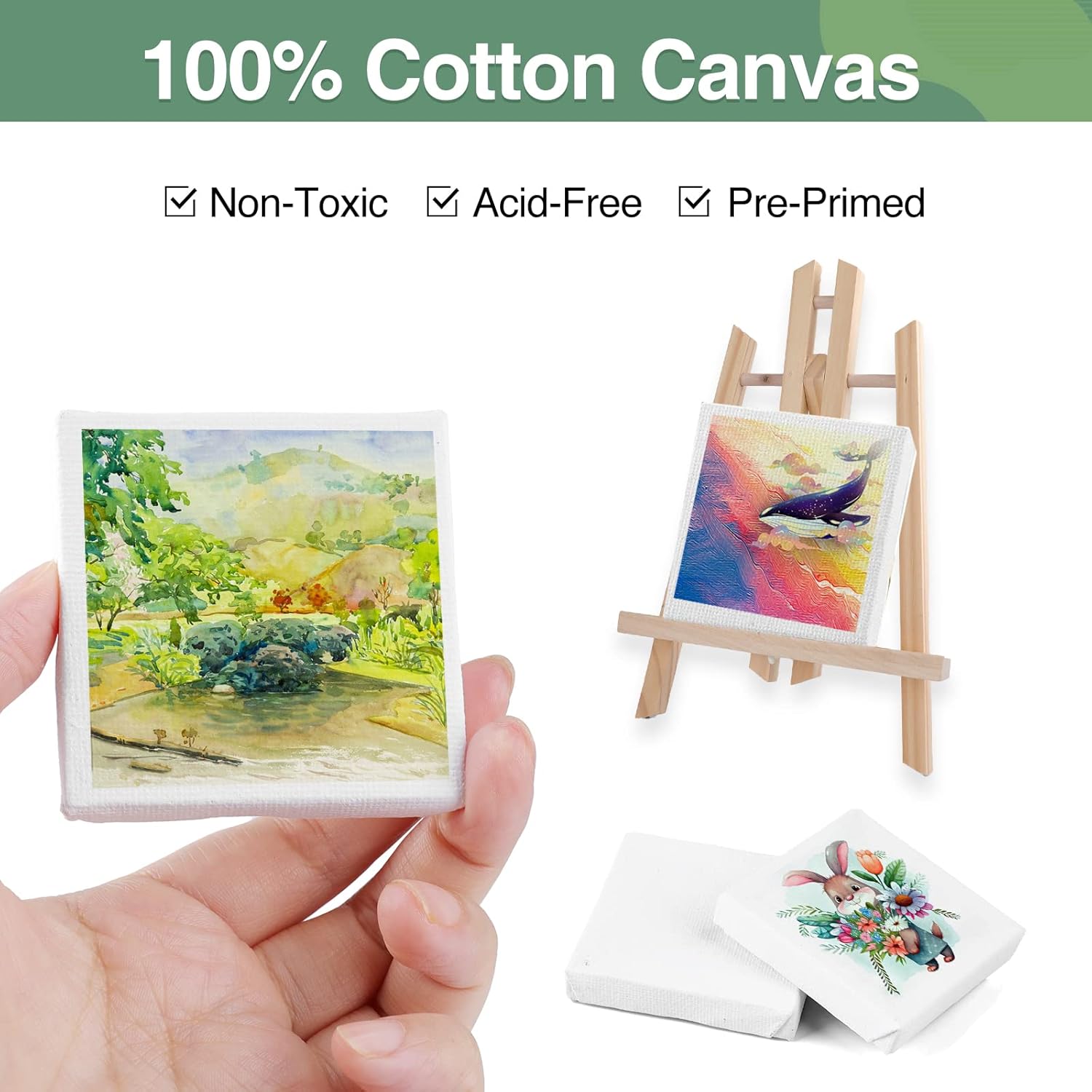 Mini Canvas 40Pack 2.4X2.4Inch, 2/5''Profile Art Primed Mini Canvases For Painting, Tiny Painting Canvas For Kids And Art Supplies.