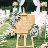 Artificial Flower Swag, Wedding Welcome Sign Floral Swag Blue Pink Flowers For Backdrop Decoration Wedding Arch Flower Arrangements Ceremony And Reception Decor