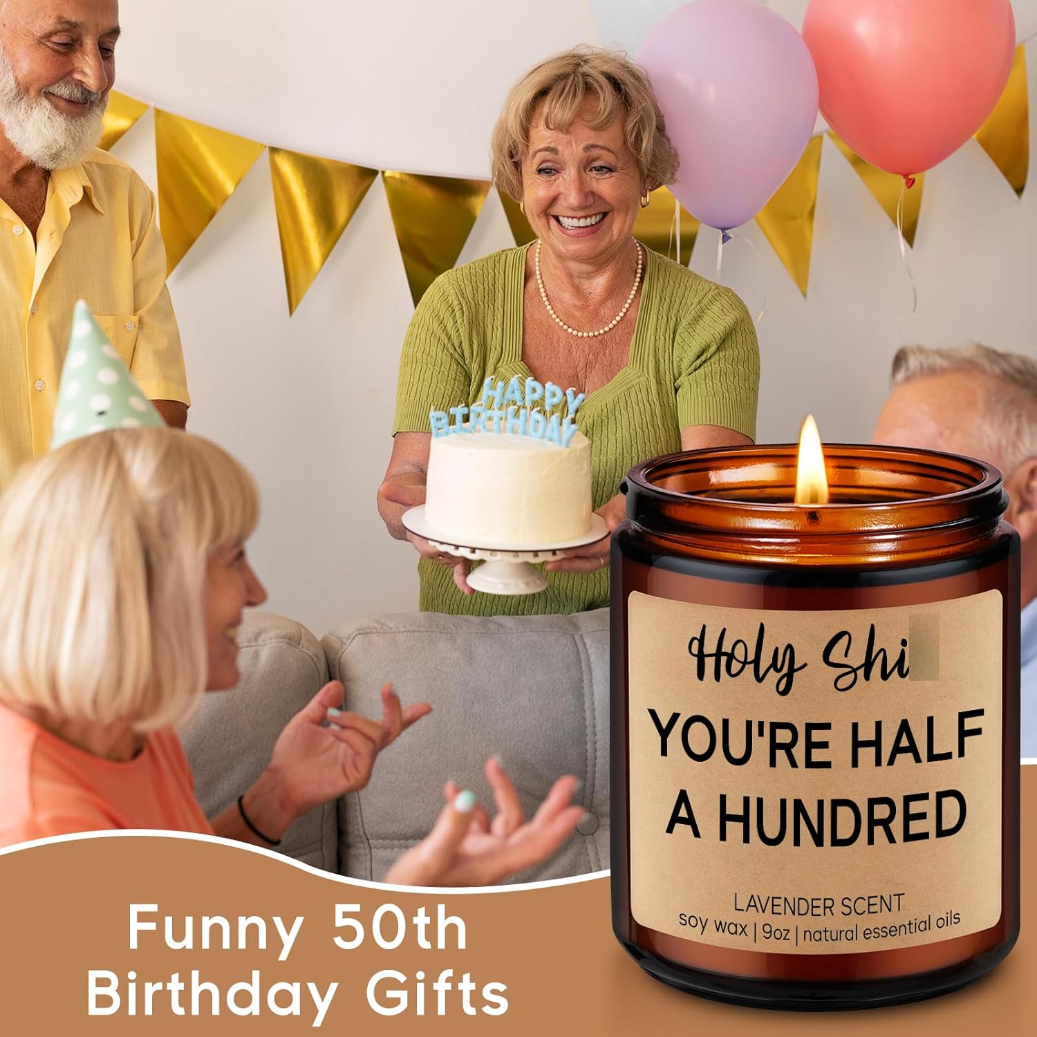 Funny 50Th Birthday Candles, 50Th Birthday Gifts For Women Men, Cool Turning 50 Year Old Gifts Ideas, Happy Half A Hundred Bday, Funny Presents For 50 Year Old Women, Men In Their 50S