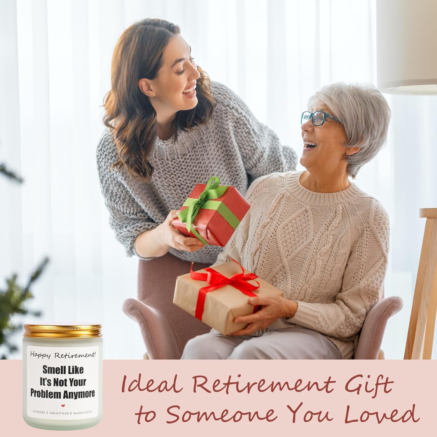 Retirement Gift For Woman Men, 9Oz Lavender Scented Aromatherapy Candle, Best 2025 Retired Gifts For Women Friends Coworker Teacher, Retirement Candle