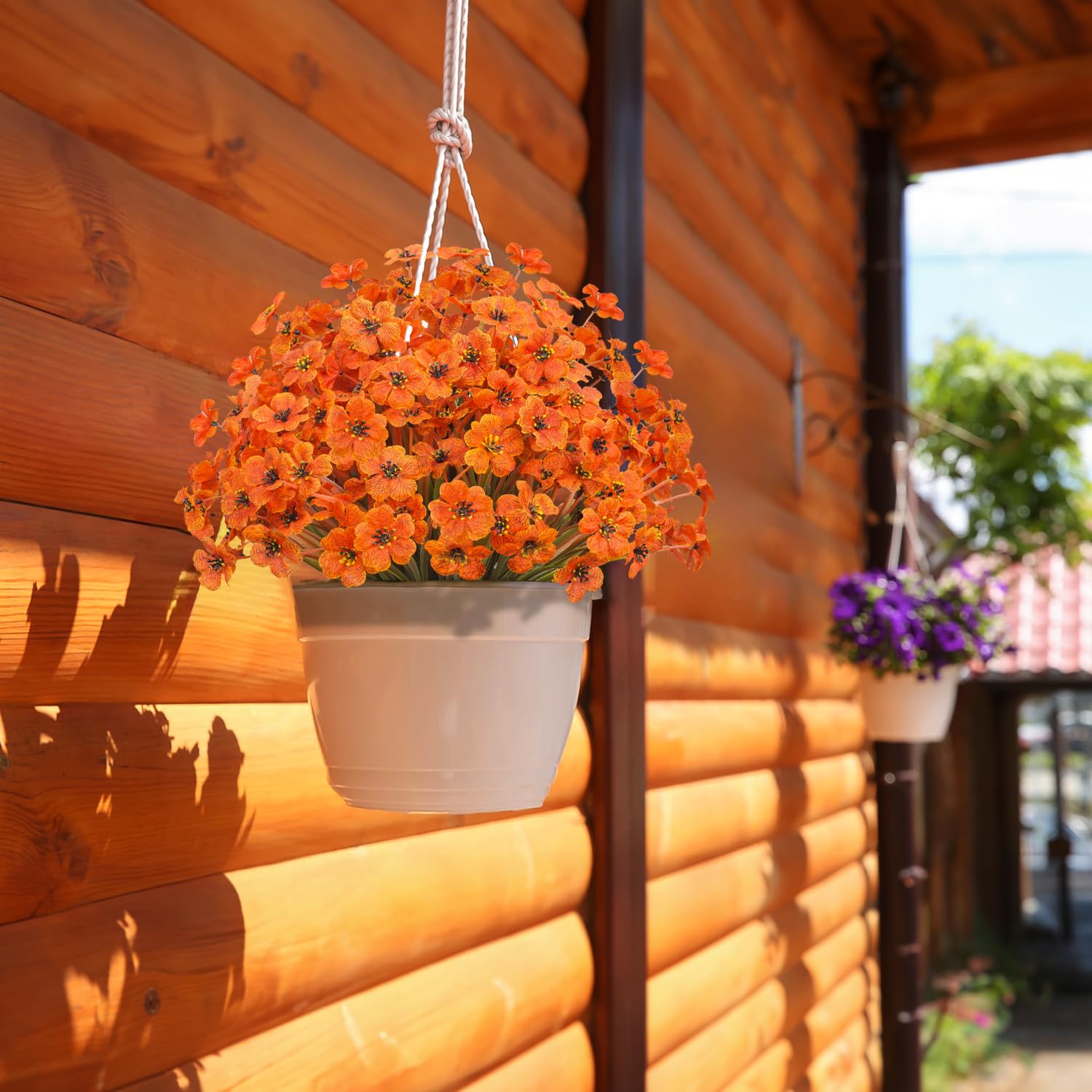 21 Bundles Outdoor Artificial Flowers Uv Resistant Fake Silk Flowers No Fade Faux Plastic Plants Garden Porch Window Box Decoration(Autumn Orange)