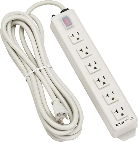 Heavy Duty 20 Amp Power Strip 6 Outlet Metal Under Desk Wall Mount 6Ft Cord TLM615NC20