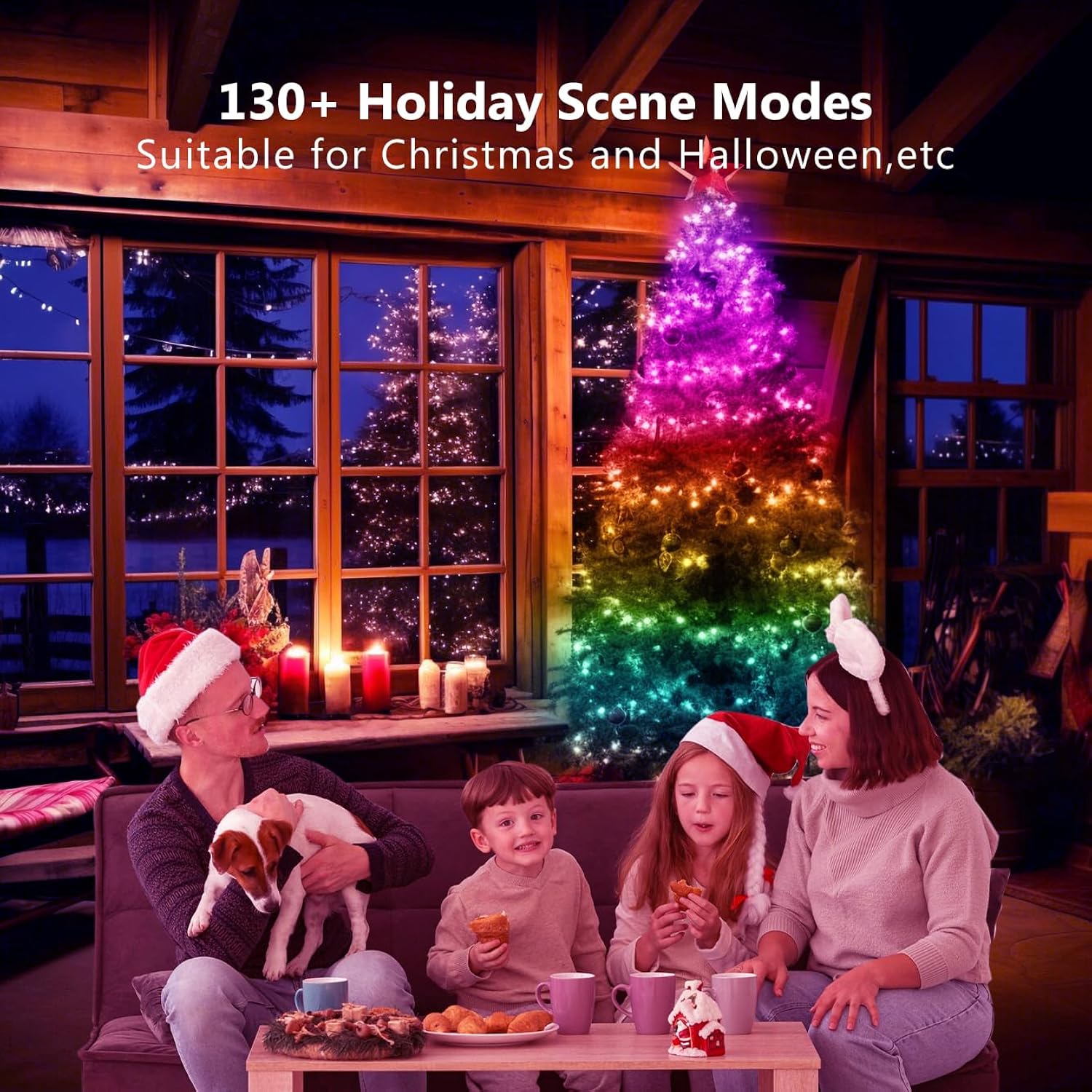 Led Christmas Lights 65.6Ft, Smart Iic Rgb Fairy Lights 200 Leds, Ip65 Waterproof, App Supports Music Sync, Christmas De