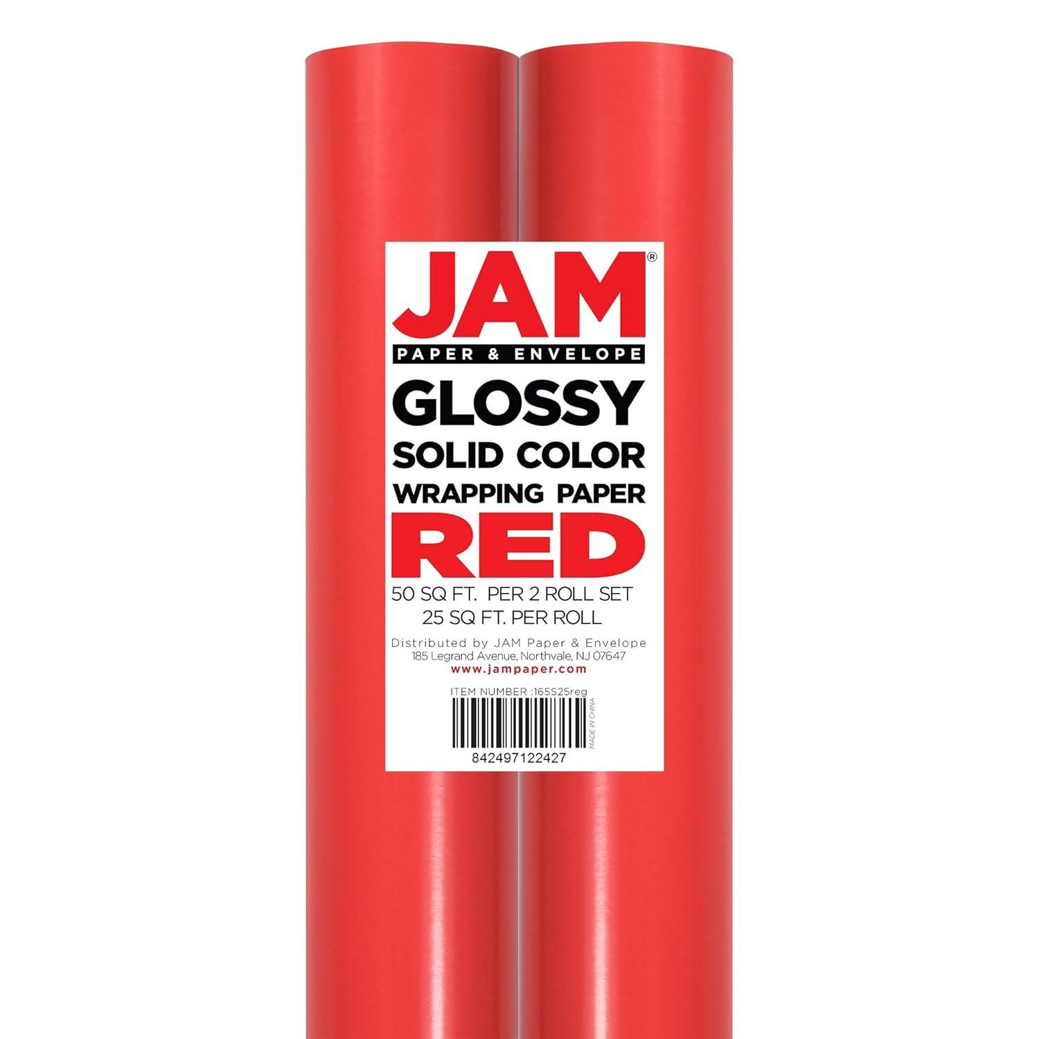 Gift Wrap - Glossy Wrapping Paper - 50 Sq Ft Total (30 In X 10 Ft Each) - Red - 2 Rolls/Pack