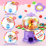 18 Sets Candy Party Favors With 3.8 Inch Mini Candy Dispenser Toy Thank You Cards Mini Bubble Gumball Machines For Land Birthday Valentine'S Day Party Decorations Favors