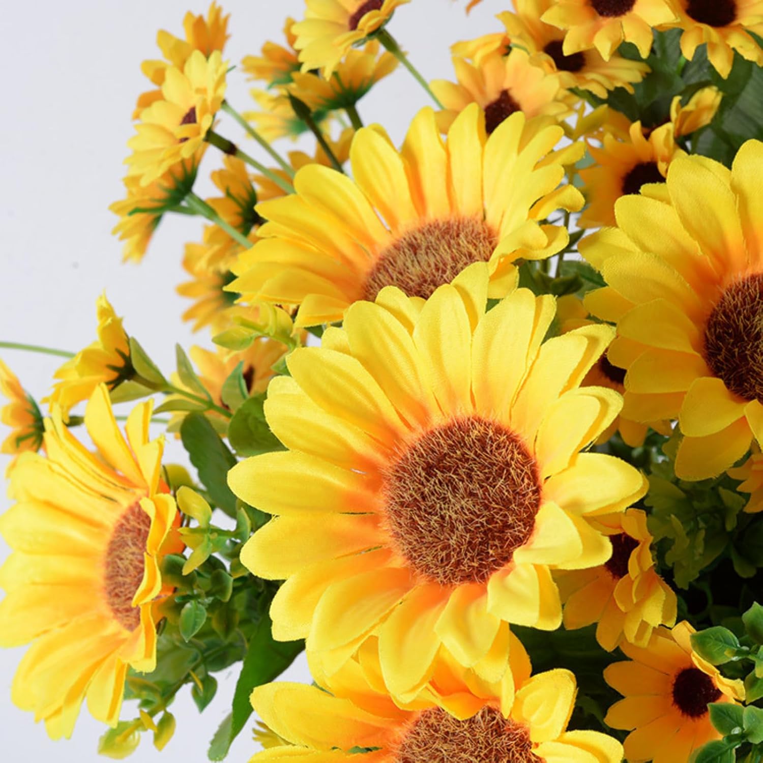 Sunflowers Artificial Flowers, 10Pcs Fake Silk Sunflower Faux Flowers For Outdoor Decoration Home Wedding Party Office Garden(10, Yellow)