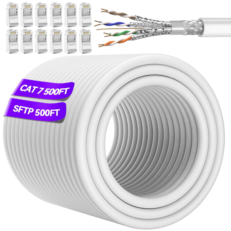 Cat 7 Ethernet Cable 500Ft, Triple Shielded Cat 7 Cable Outdoor Indoor, Heavy