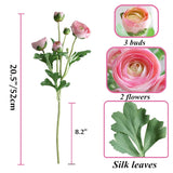 5Pcs Artificial Ranunculus Flowers With Silk Flower Real Touch Stem Spray For Home Garden Office Decoration Wedding Diy Arrangements (Light Pink)