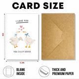 (5.3X8In) I Love You You Silly Goose Funny Romantic Card, Cute Animal Love Greeting For Couples, Adorable Goose Illustration Valentine Anniversary, Minimal Blank Inside With Envelope (Xmas 8)