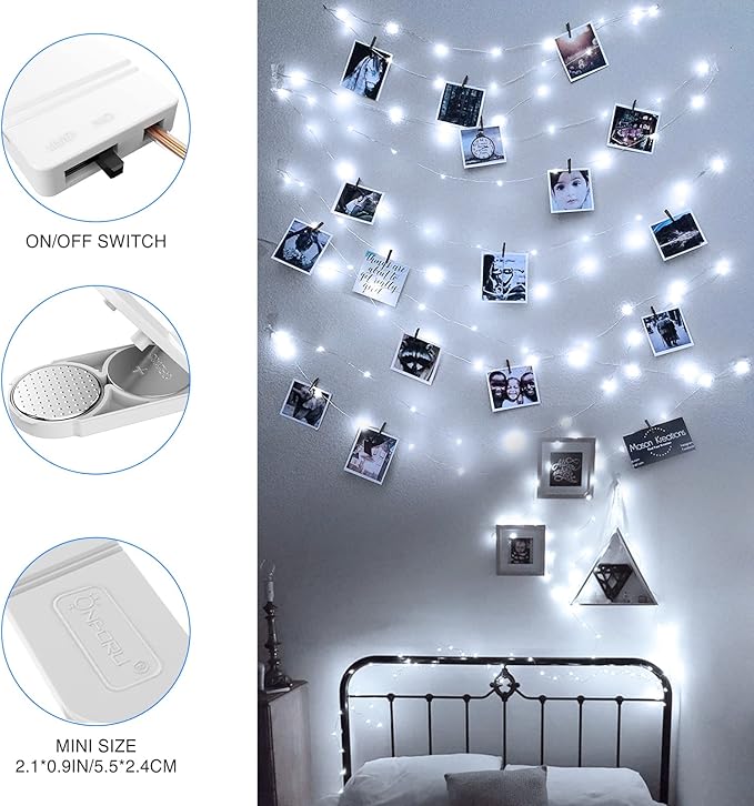 16 Pack Battery Operated Fairy Lights 6.5FT White LED Waterproof Twinkle String Lights for Wedding Bedroom Decor