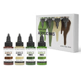Acrylic Inks For Artists - Acrylic Ink Set, Color Combination #9-4 Pcs. 1 Fl Oz (30 Ml) Each