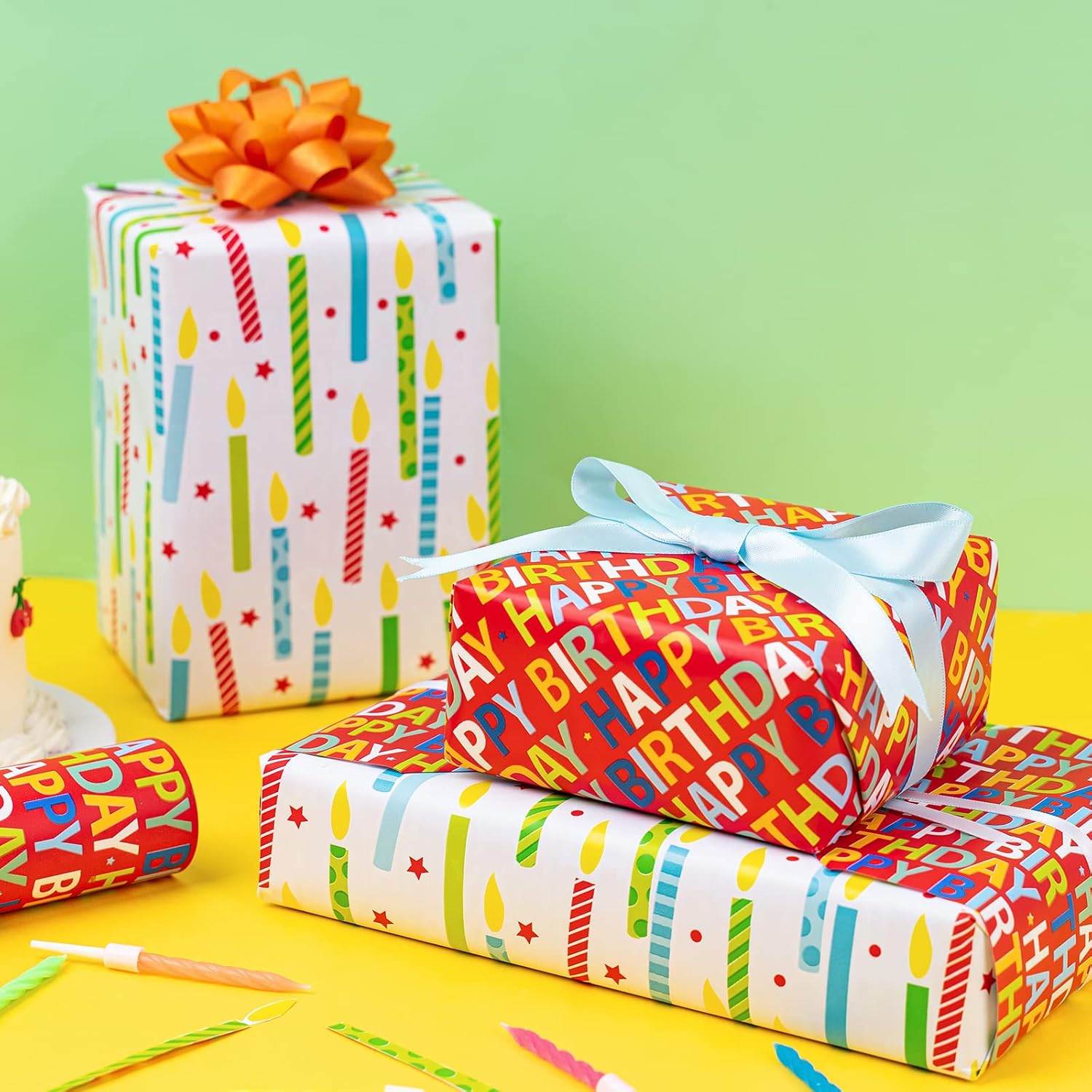 30 Inch Jumbo Reversible Birthday Wrapping Paper - 30 Inch X 100 Feet Jumbo Roll - Happy Birthday Wrapping Paper For Holiday, Baby Shower