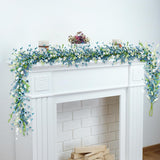 2 Pcs 6 Ft Daisy Flowers Garland - Summer Floral Artificial Blue And Green Leaves Daisy Garland For Mantle Realistic Hanging Flower Decor For Home Fireplace Stairs