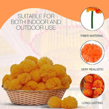 5 Feet Indian Marigold Garland For Decoration, Artificial Marigold Flowers For Diwali Halloween Day Of Dead, Día De Los Muertos, Indian Wedding Flower Decoration (Yellow & Dark Orange)