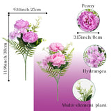 6 Bundles Peonies Artificial Flowers For Outdoors Uv Resistant Faux Peony With Hydrangea Fake Flowers Silk Flowers For Outside Front Porch Garden Window Box Decor(Lavender Pink, Purple)