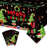 6Pcs Christmas Disposable Tablecloths, 108" X 54" Rectangular Plastic Waterproof Tablecover With Christmas Stocking Gift Wreath, Winter Holiday Themed Party Party Decoration Supplies
