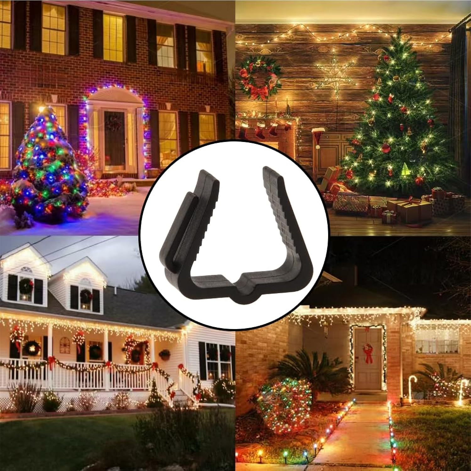 Christmas Light Clip Hook, Festive Light Hanger For Roof Gutter Fence Eaves, Weatherproof (Black30)