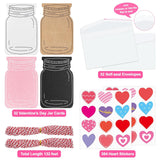 32 Sets Valentine'S Day Love Jar Craft Kit Diy Paper Heart In Jar Note Cards And Envelopes Love Hearts Stickers For Valentine'S Day Greeting Classroom Activity