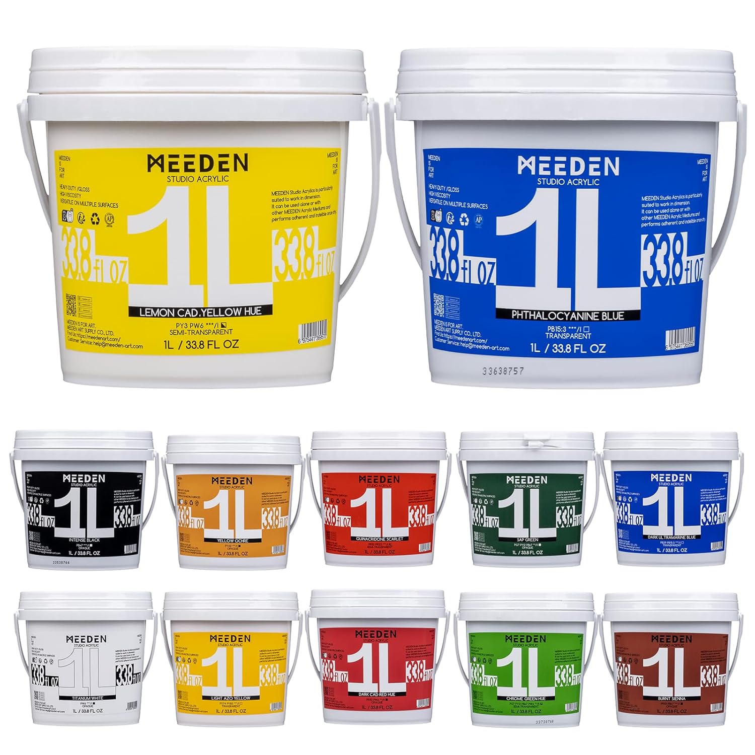 Acrylic Paint Set: 1L/33.8Oz X 12 Colors Large Bulk Acrylic Paints - Heavy Body Gloss Art Paints For Canvas Crafts Pumpkins Painting
