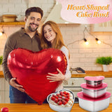 3 Pcs Valentine'S Day Heart Shaped Container With Lids 12Oz 30Oz 64Oz Stainless Steel Food Container Cake Storage Box Reusable Lunch Bento Box Heart Mold For Wedding Kitchen