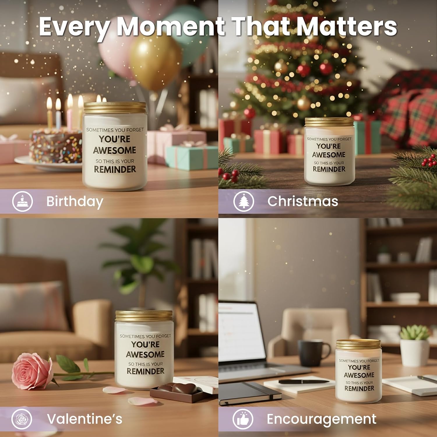Candles Gifts For Women Inspirational Unique Valentines Mothers Day Christmas Birthday Gifts For Her Sister Best Friend Wife Girlfriend Stocking Stuffers For Women, Lavender Scented Candle