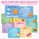 Funny Food Pun Valentines Cards For Kids - 33 Sets With Valentine Cards,Temporary Tattoos & Envelopes (Includes 1 Teacher Set),Valentines Day Cards For Kids School Classroom Exchange