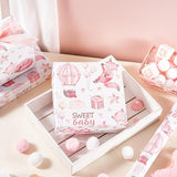 Pink Fox Wrapping Paper Roll For Kids Girls, Sweet Baby Fox With Clouds Stars Balloons Hearts Gift Wrap For 1St Baby Girl Birthday, Baby Shower, Newborn Party Gift, 17 In X 16.4 Ft
