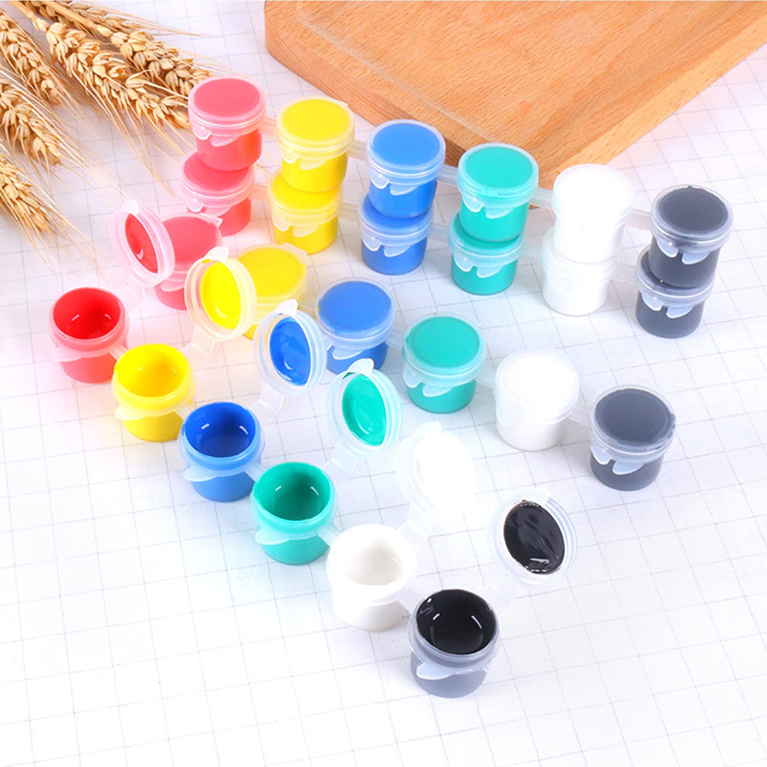 20 Pack 140 Pcs Mini Acrylic Paint Set,12 Colors Acrylic Paint Strips With 20 Pcs Brushes Craft Paint Paint Set Container Strips Storage For Painting Artistic Crafts